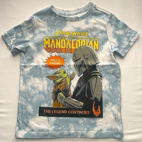 Old Navy Star Wars The Mandalorian Graphic T-Shirt Light Blue White XS 5 - Picture 1 of 4